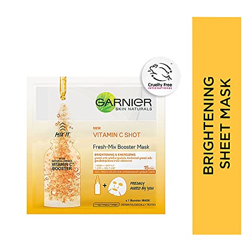Garnier Skin Naturals, Fresh Mix Vitamin C, Face Serum Sheet Mask (Orange, 33 g)