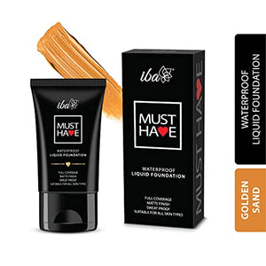 Iba Must Have Waterproof Liquid Foundation - Golden Sand l Full Coverage l Oil Free & Lightweight l Vegan & Cruelty-Free