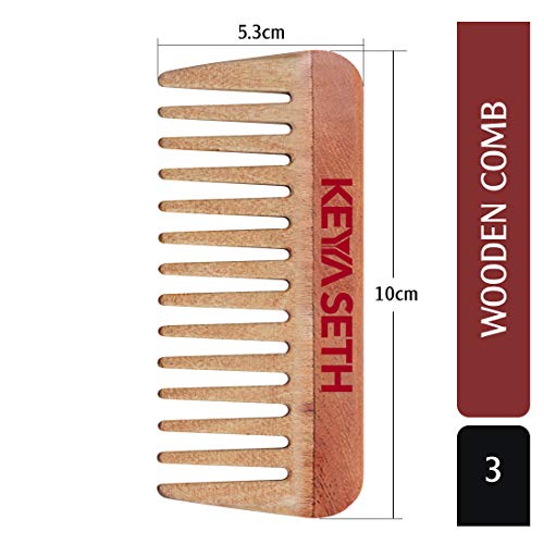 Keya Seth Aromatherapy, Neem Wooden Comb Wide Tooth for Hair Growth for Men & Women All Purpose Small Size.