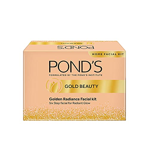 Pond’s Golden Radiance Facial Kit, 24K Pure Gold, Golden Glow At Home, Youthful Glow, Instant Glow, In Just 6 Easy Steps, 80 g