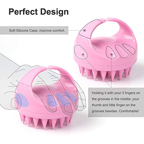 FLYNGO Hair Scalp Massager Scrub Shampoo Brush with Soft Silicone Bristles Exfoliator Ergonomic Scrubber Comb for Dandruff Removal, Improve Hair growth Relax Thick Curly Hair for Men, Women