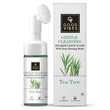 Good Vibes Tea Tree Foaming Gentle Cleansing Face Wash With Deep Cleansing Brush, 150 ml | Anti-Acne Soothing Face Cleanser For All Skin Types | No Parabens, Sulphates & Mineral Oil