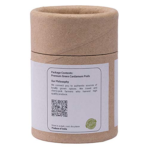 Seeds and Hands Wayanad Big Size 8mm Green Cardamom/Elaichi Whole [No Artificial Colors] (Eco-Friendly Paper Tube 90g)