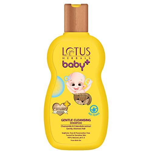 Lotus Herbals Baby+ Gentle Cleansing Shampoo, Ph 5.5, Sulphate- Free, Chamomile & Calendula Extracts,Pediatrician Recommended, (0-5 Yrs)
