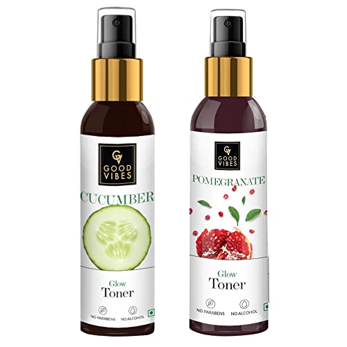 Good Vibes Face Glow Toner Combo (Set of 2) - Cucumber and Pomegranate, Suited for All Skin Types - Cruelty Free