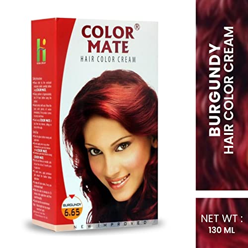 Color Mate Hair Color Cream, Burgundy, 130ml (Pack of 2)