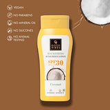 Good Vibes Coconut Nourishing Sunscreen Lotion SPF 30 (110 ml) | Sun Protection For All Skin Types | With Lime & Rosemary Leaf Oil | Soothing, De-Tanning | Vegan, No Parabens, Mineral Oil & Silicones