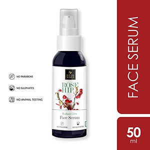 Good Vibes Rose Hip Radiant Glow Face Serum, 50 ml Light Weight Non Greasy Moisturizing Anti Ageing Formula For All Skin Types, Corrects Dark Spots, Natural, No Parabens & Sulphates, No Animal Testing