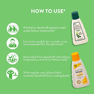 Selsun Daily Anti-Dandruff Shampoo and Selsun Suspension Anti Dandruff Shampoo (Pack of 2) (Daily 60ml+Suspension 60ml)