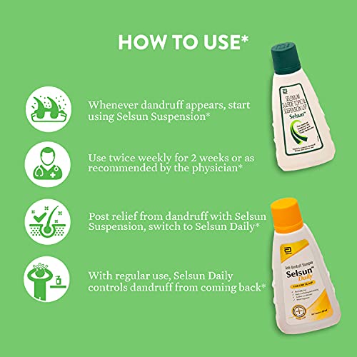 Selsun Daily Anti-Dandruff Shampoo and Selsun Suspension Anti Dandruff Shampoo (Pack of 2) (Daily 60ml+Suspension 60ml)