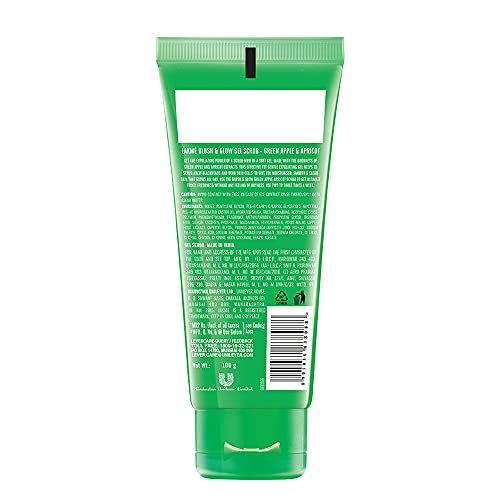 Lakmé Blush & Glow Green Apple Apricot Scrub, Gentle On Skin, Deep Cleansing Gel Scrub 100 g