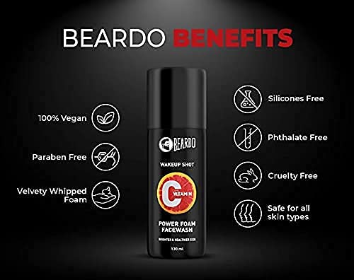 Beardo Vitamin C Power Foam Facewash 130 ml |Cleanses & refreshes | Reduce blemishes & fine lines