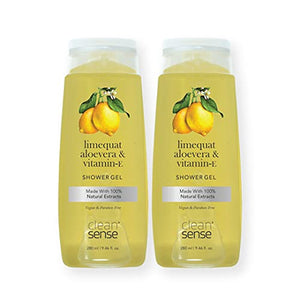 Cleansense Limequat Body Wash Shower Gel Combo, 100% Vegan and Paraben Free with Goodness of Aloe Vera and Vitamin E (Limequat, 280mlx2)