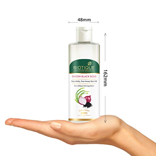 Biotique Onion Black Seed Hair Oil for Silky and Strong Hair, 200ml | Controls Hair Fall, Promotes Growth