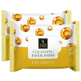 Good Vibes Vitamin C Cleansing Facial Wipes, 25 Wipes (Pack of 2) | Refreshing, Rejuvenating, Cleansing | Removes Dirt, Impurities, Excess Oil & Makeup | Vegan, No Parabens, Alcohol & Mineral Oil
