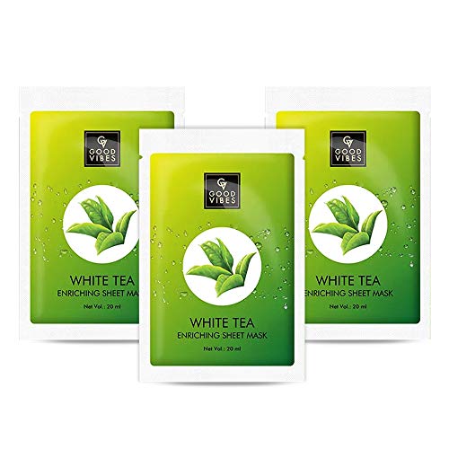 Good Vibes White Tea Enriching Sheet Mask (Pack of 3) | Lightweight Hydrating Moisturizing Softening Face Serum Sheet Mask For All Skin Types | No Animal Testing