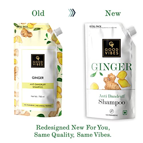 Good Vibes Ginger Anti Dandruff Shampoo Refill Pack (750 ml)