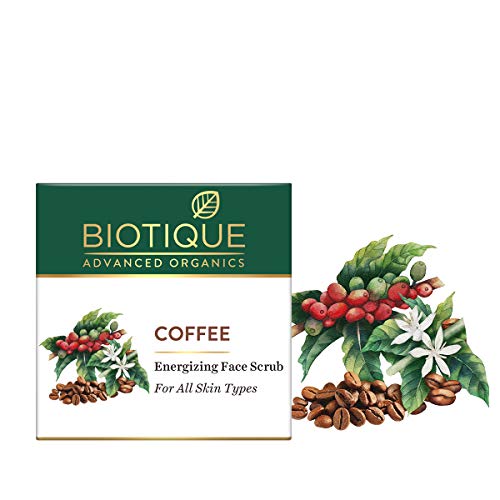 Biotique Coffee Energizing Face Scrub for All Skin Types,50 Gm | Deep Exfoliation, Removes Blackheads & Whiteheads, De-Tan | Paraben & SLS Free