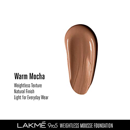 Lakmé 9to5 Weightless Mousse Foundation, Warm Mocha, 25 g