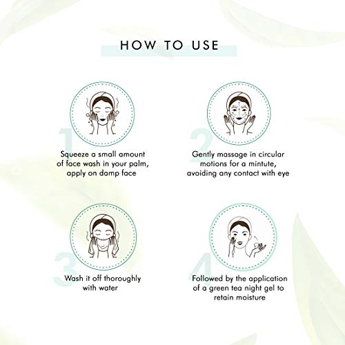 mCaffeine Green Tea Face Wash (100ml) for Removing Dirt and Toxins | Antioxidant Rich with Vitamin C and Hyaluronic Acid | Daily-Use Face Cleanser with a Calming Aroma