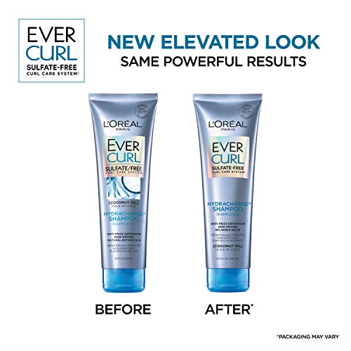 L'Oreal Paris EverCurl Hydracharge Sulfate Free Shampoo, with Coconut Oil, 8.5 Fl; Oz (Packaging May Vary)