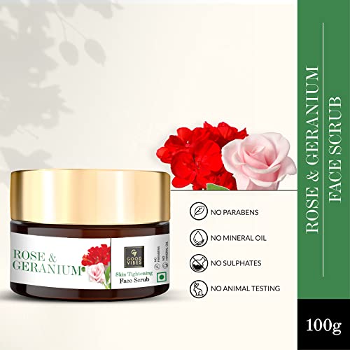 Good Vibes Skin Tightening Scrub, Rose & Geranium (100 G)