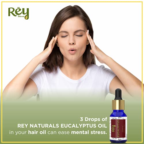 Rey Naturals Eucalyptus Oil, 15 ML 100% Natural For Aromatherapy & Aroma Diffusers For Massage Over Skin, Muscle & Joints