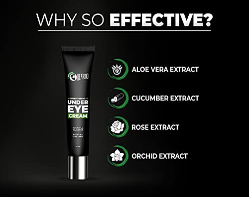 Beardo Naturals Brightening Under Eye Cream for Men | Reduce wrinkles fine lines and dark circles | Restores youthful glow | 98% Natural | 20ml