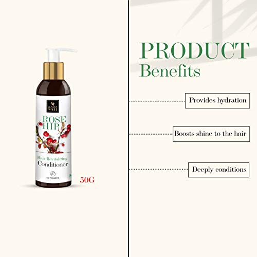 Good Vibes Rosehip Hair Shine Conditioner - 200 ml - For Dry, Dull and Frizzy Hair - Hydrate Nourish for Shiny and Soft Hair - Cruelty and Paraben Free