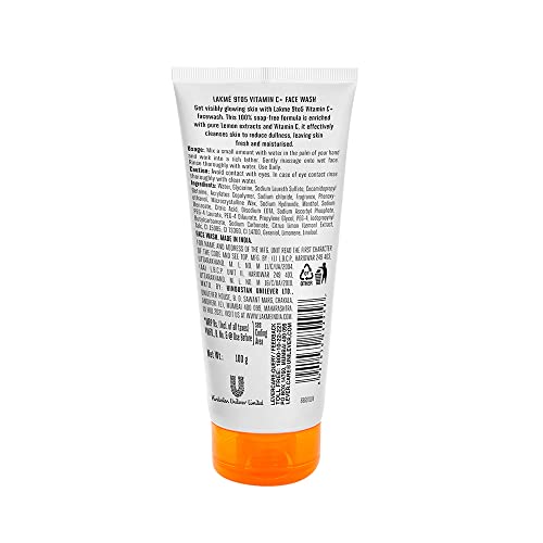 Lakmé 9to5 Vitamin C facewash with microcrystalline beads for refreshed & glowing skin 100g
