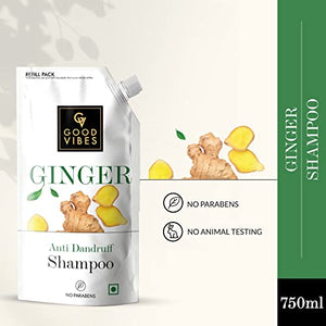Good Vibes Ginger Anti Dandruff Shampoo Refill Pack (750 ml)
