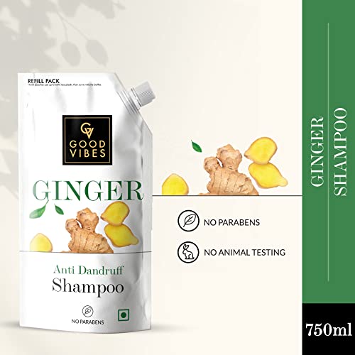 Good Vibes Ginger Anti Dandruff Shampoo Refill Pack (750 ml)