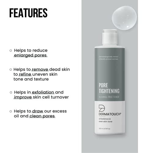 DERMATOUCH Alcohol Free Face Toner for Oily skin, Acne Prone, Normal Skin | With Salicylic acid and Glycolic acid, Pore Tightening toner for Glowing Skin - 200ML