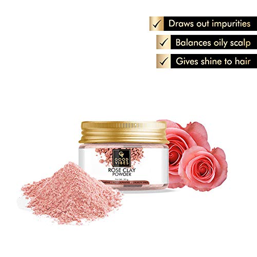 Good Vibes Face Pack Combo of 3 - Fuller's  Earth, Light Kaolin, Rose Clay - 30 g each - Deep Cleanse and Detoxifier for Hair and Skin - Cruelty Free
