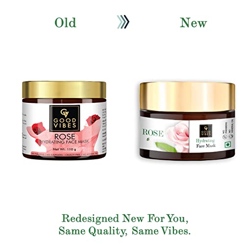 Good Vibes Rose Hydrating Face Mask, 100 g | Moisturizing, Softening Face Pack For All Skin Types | Adds Glow & Brightens Skin | No Parabens, Sulphates & Mineral Oil