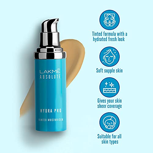 LAKMÉ Absolute Hydra Pro Tinted Face Moisturiser with Hyaluronic Acid, Pentavitin and Shea Butter for Even-Tone & Intense Hydration, 30 g