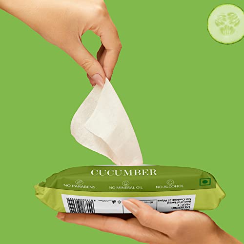 Good Vibes Cucumber Cooling Facial Wipes, 25 Wipes (Pack of 2) | Hydrating, Cleansing, Soothing | Removes Dirt, Impurities, Excess Oil & Makeup | Vegan, No Parabens, Alcohol & Mineral Oil