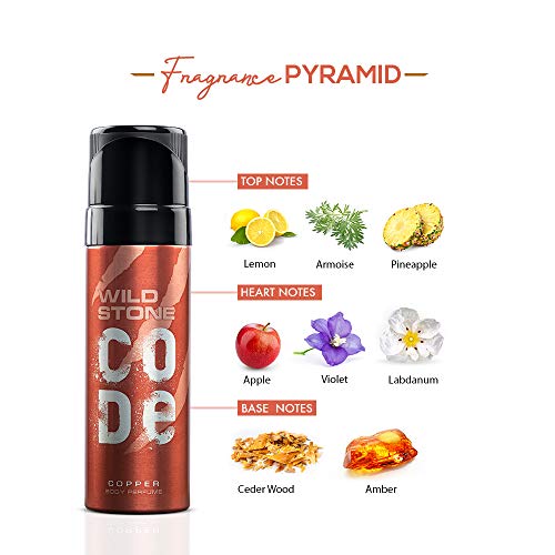 Wild Stone Code Copper No Gas Body Perfume for Men, Long Lasting Energetic Fragrance for Party Wear -120 ml
