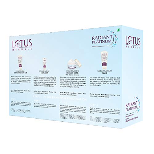 Lotus Herbals Radiant Platinum Cellular Anti-Ageing Facial Kit 5 in 1, 250g