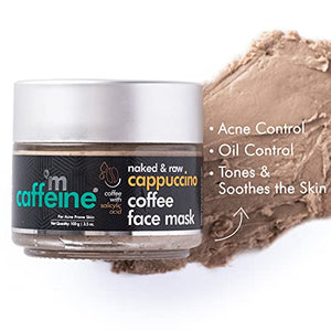 mCaffeine Cappuccino Coffee Face Mask (100gm) for Acne and Oil Control | Face Pack with Kaolin Clay and Almond Milk | Kills 99.9% Acne Causing Germs | SLS & Paraben Free