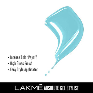 Lakmé Absolute Gel Stylist Nail Color, 95 Snow Cone, 12ml,Sky Blue