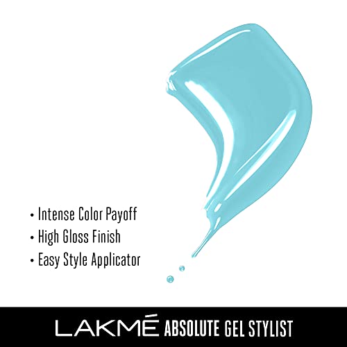 Lakmé Absolute Gel Stylist Nail Color, 95 Snow Cone, 12ml,Sky Blue