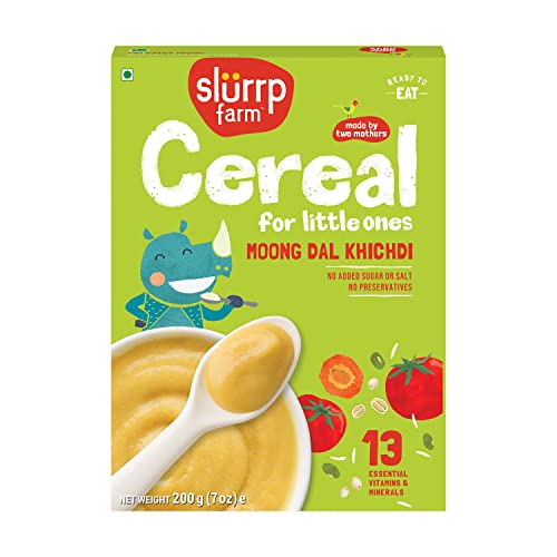 Slurrp Farm Mixed Veg – Moong Dal Khichdi with Real Vegetables Instant Cereal | Healthy Wholesome Food, 200g