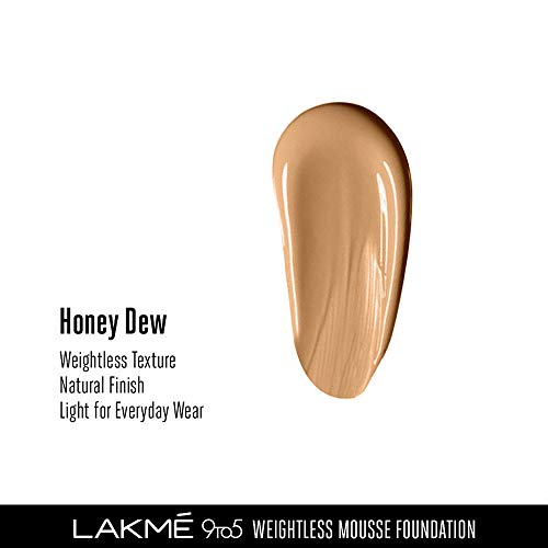 Lakmé 9to5 Weightless Mousse Foundation, Honey Dew, 25 g