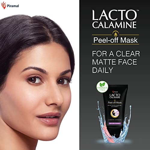 Lacto Calamine Face Peel Off Mask with Activated Charcoal and Vitamin E for deep pore cleansing, removing blackheads and whiteheads & fresh glowing skin – No Parabens No Sulphates, Black, 120 g