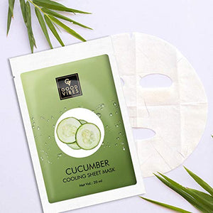 Good Vibes Cucumber Cooling Sheet Mask (Pack of 3) | Lightweight Hydrating Moisturizing Softening Face Serum Sheet Mask For All Skin Types | No Animal Testing