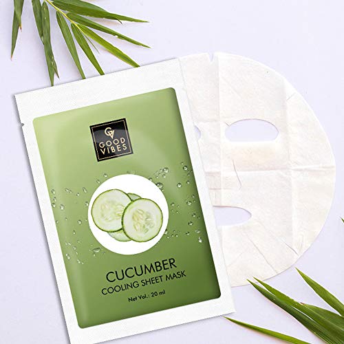 Good Vibes Cucumber Cooling Sheet Mask (Pack of 3) | Lightweight Hydrating Moisturizing Softening Face Serum Sheet Mask For All Skin Types | No Animal Testing
