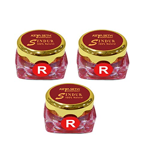 Keya Seth Aromatherapy 100% Natural Dust Sindoor Red with Herbs Extracts & Floral Pigments Kumkum, No Side Effects & No Hair Fall (Pack Of 3)