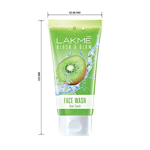 Lakmé Blush & Glow Kiwi Refreshing Gel Face Wash 100 g, With 100% Natural Fruit for Glowing Skin - Daily Gentle Exfoliating Facial Cleanser