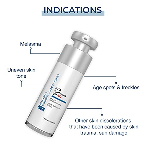 Fixderma Cosmetic Laboratories Fcl Aha Lightening Gel Hq, Fast Acting Skin Lightening Gel, Age Spot Serum, Treats Uneven Skin Tone, Freckles, Hyperpigmentation, Lighter Skin Tone, Night Serum, 30Ml